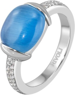 Кольцо серебряное с кошачьим глазом и фианитами «Dolce Vita Azure» Rivoli (арт.FOR-1-H-18-S)