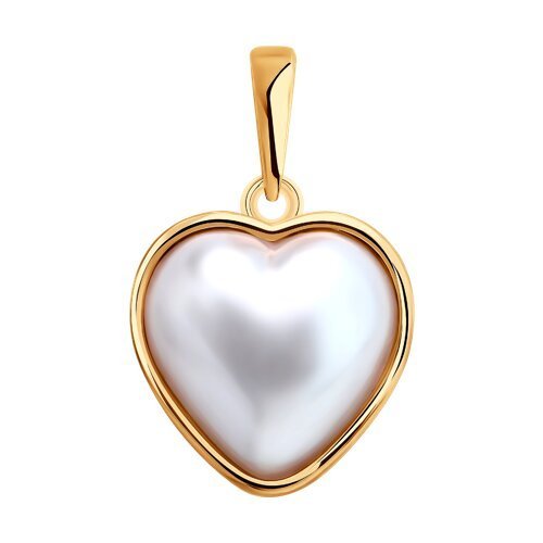 Подвеска из золочёного серебра с синтетическим жемчугом (Арт.93030601)