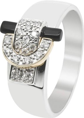 Кольцо из золота с бриллиантом и ониксом (Арт.tg050bdb3)