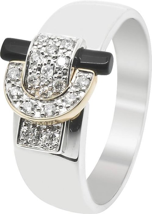 Кольцо из золота с бриллиантом и ониксом (Арт.tg050bdb3)