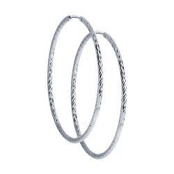 Серьги конго из серебра с алмазной гранью (Арт.94140005)