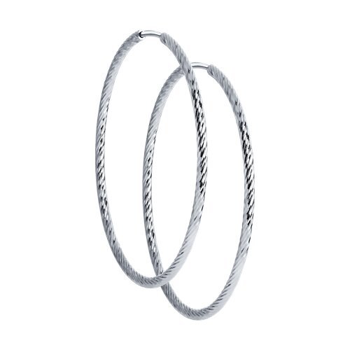 Серьги конго из серебра с алмазной гранью (Арт.94140005)