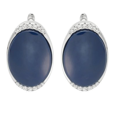 Серьги из серебра с керамикой и куб. цирконием (Арт.tc-e00375-vl-w-x-x-w)