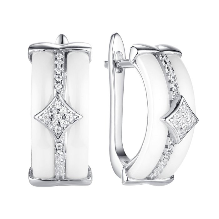 Серебряные серьги с керамикой и фианитами Fresh Jewelry (арт. TC-E00701-W-W-X-X-W)