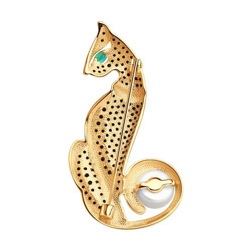 Брошь золотая пробы 585 с жемчугом (Арт.794011)