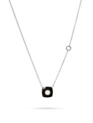 Ожерелье из серебра с керамикой и фианитом (Арт.tc-n01648-b-w-w-x-w)