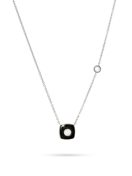 Ожерелье из серебра с керамикой и фианитом (Арт.tc-n01648-b-w-w-x-w)