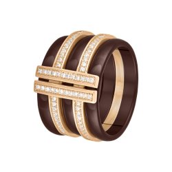 Кольцо из серебра с керамикой и куб. цирконием (Арт.tc-r00137-br-g-x-x-w)