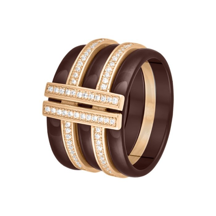 Кольцо из серебра с керамикой и куб. цирконием (Арт.tc-r00137-br-g-x-x-w)