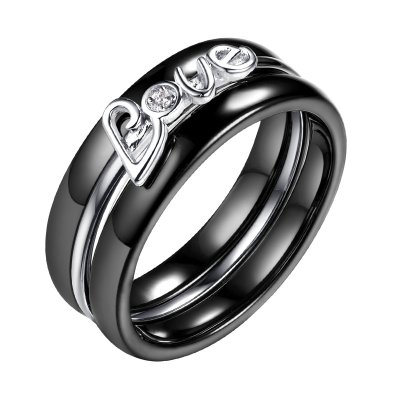 Кольцо из серебра с керамикой и фианитом (Арт.tc-r00918-b-w-w-x-x)