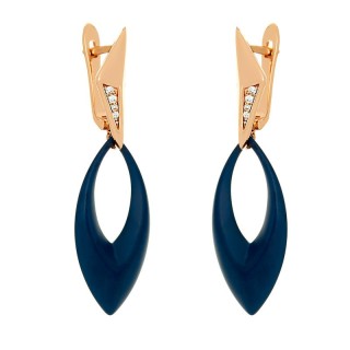 Серьги серебряные с керамикой и фианитами «Midnight Ceramic» Fresh Jewelry (арт.TM-E01083-Вl-G-X-X-W)