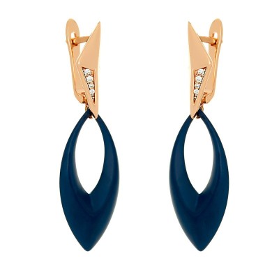 Серьги серебряные с керамикой и фианитами «Midnight Ceramic» Fresh Jewelry (арт.TM-E01083-Вl-G-X-X-W)