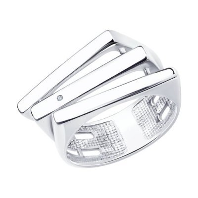 Кольцо из серебра с бриллиантом (Арт.87010049)