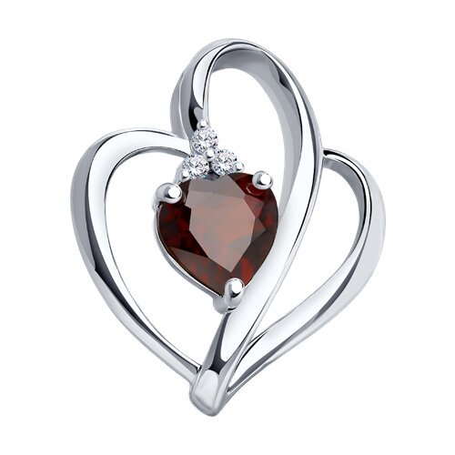 Подвеска из серебра с гранатом и фианитами (Арт.92030003)