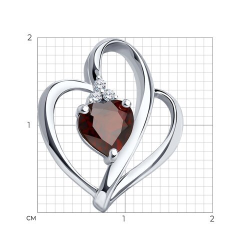 Подвеска из серебра с гранатом и фианитами (Арт.92030003)