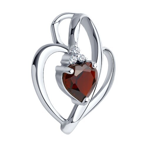 Подвеска из серебра с гранатом и фианитами (Арт.92030003)