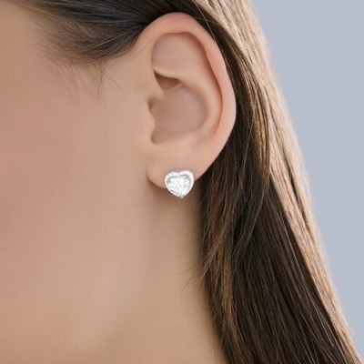 Серьги из серебра с фианитом «Сердце сияния» Соколов (арт.9402)