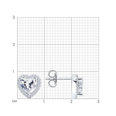 Серьги из серебра с фианитом «Сердце сияния» Соколов (арт.9402)