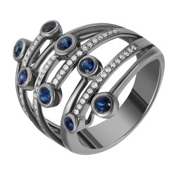 Кольцо из золота с бриллиантом и сапфиром (Арт.r32326_sa_blk)
