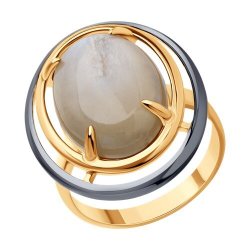 Кольцо из золочёного серебра с лунным камнем (Арт.93-310-01750-1)