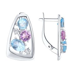 Серьги из серебра с топазами и фианитами (Арт.94-320-00660-2)