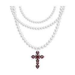 Колье из серебра с синтетическим жемчугом и фианитами (Арт.94071399)
