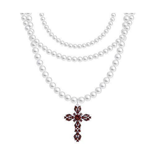 Колье из серебра с синтетическим жемчугом и фианитами (Арт.94071399)