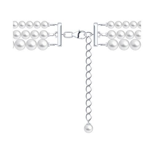 Колье из серебра с синтетическим жемчугом и фианитами (Арт.94071399)