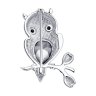 Брошь из серебра с кристаллом, фианитами и эмалью (Арт.94040318)