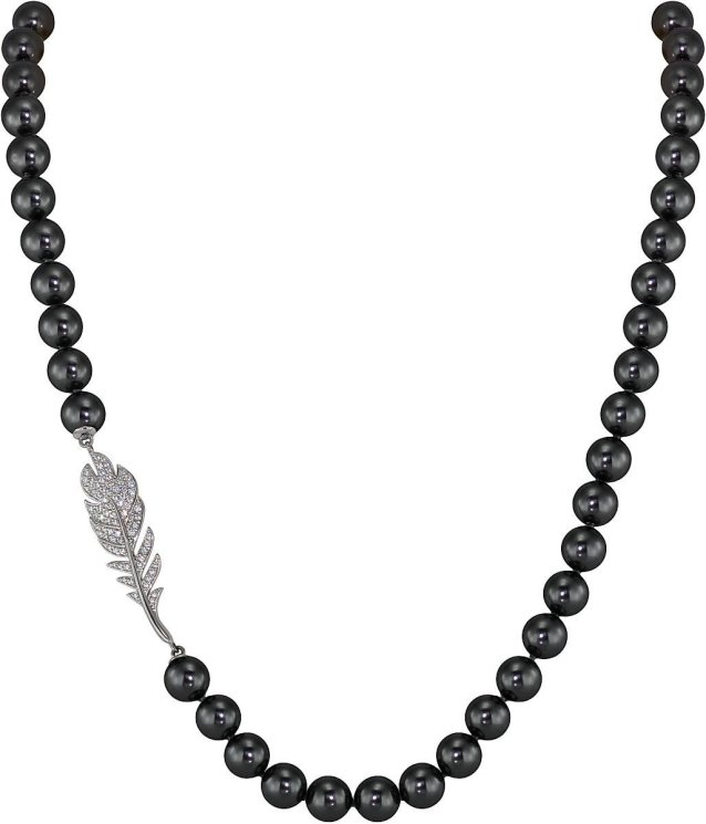Ожерелье из серебра с жемчугом и кристаллом swarovski (Арт.27l-p36-s-32)