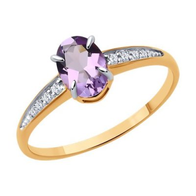Кольцо золото 585 с аметистом и фианитом «Нежность аметиста» Соколов (арт.51-310-01933-2)