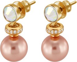 Серьги из серебра с жемчугом и кристаллом swarovski (Арт.abs-3-8-14-g)