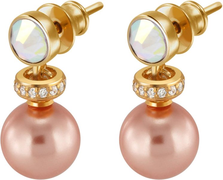 Серьги из серебра с жемчугом и кристаллом swarovski (Арт.abs-3-8-14-g)