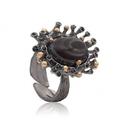 Серебряное кольцо BEAVERS с агатом 1872ag_ox