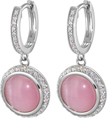 Серьги из серебра с кошачим глазом и куб. цирконием (Арт.fgs-2-10-h-13-s)