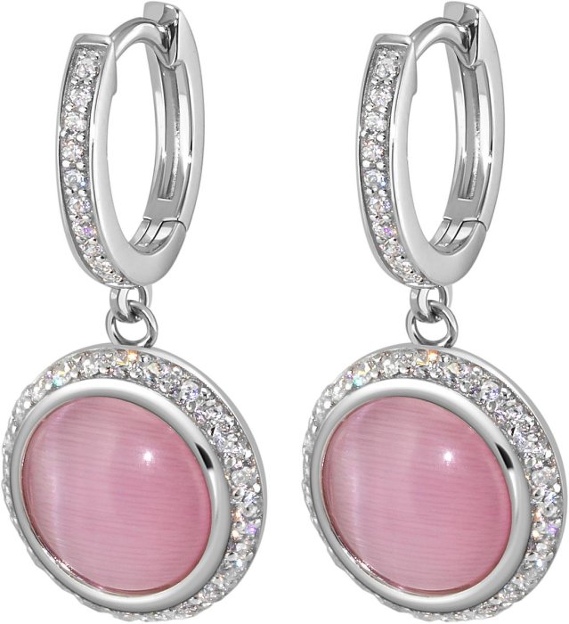 Серьги из серебра с кошачим глазом и куб. цирконием (Арт.fgs-2-10-h-13-s)