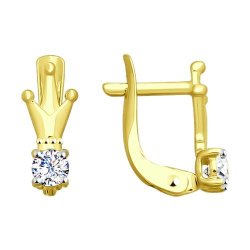 Серьги из желтого золота с фианитами (Арт.027714-2)