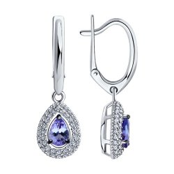 Серьги из белого золота с бриллиантами и танзанитами (Арт.6024153)