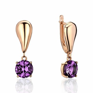 Серьги золотые с аметистом «New Colour Grace» Estet (арт.01С3115370-1)