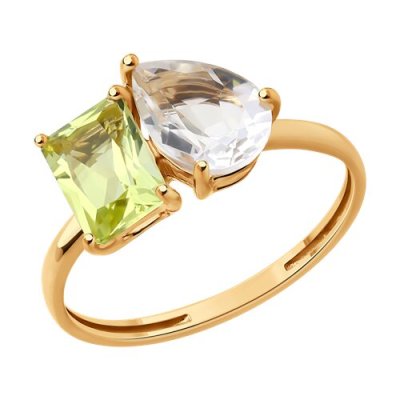  Кольцо SOKOLOV «Солнечный дуэт» из золота 585 с кварцем и горным хрусталем (арт. 716334)