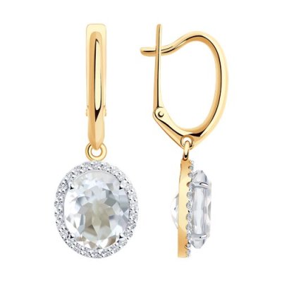 Серьги золотые пробы 585 с горным хрусталем (Арт.727284)