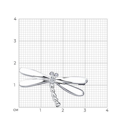 Брошь из серебра с фианитами (Арт.94040049)