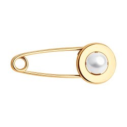 Брошь из золочёного серебра с жемчугом (Арт.93-340-02633-2)
