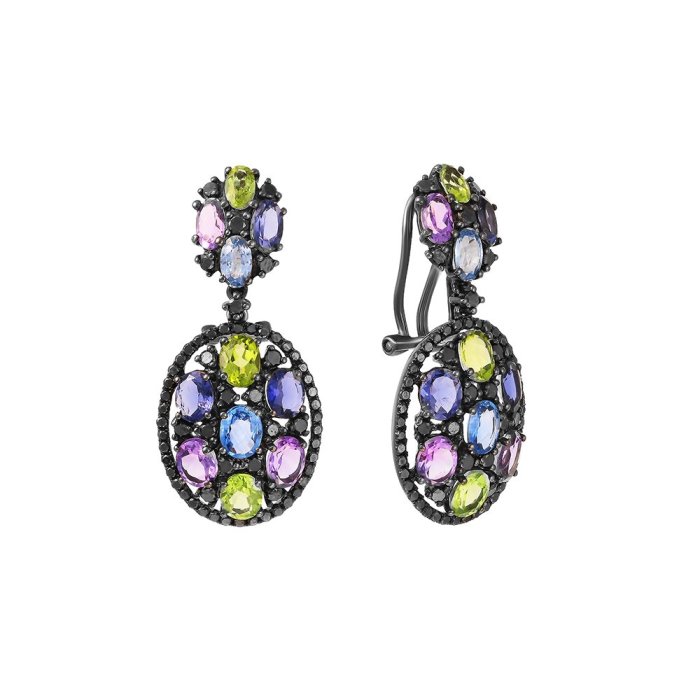 Серьги из золота с бриллиантом и сапфиром (Арт.e02268k_sr_db_sm_mc_blk)