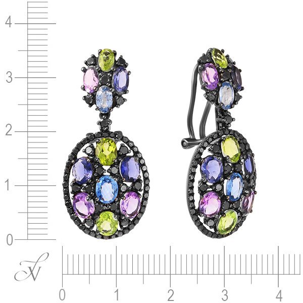 Серьги из золота с бриллиантом и сапфиром (Арт.e02268k_sr_db_sm_mc_blk)