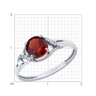 Кольцо из серебра с гранатом и фианитами «Алая Искра» Соколов (арт.94-310-00175-2)