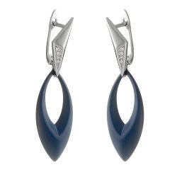 Серьги из серебра с керамикой и куб. цирконием (Арт.tm-e01083-vl-w-x-x-w)
