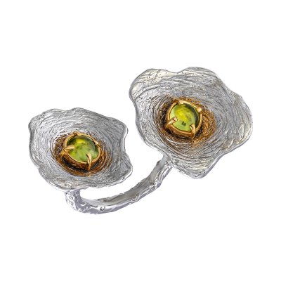 Серебряное кольцо BEAVERS с хризолитом 12174h