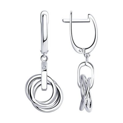 Серебряные серьги с бриллиантами XO от SOKOLOV (арт. 87020081)