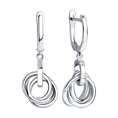 Серебряные серьги с бриллиантами XO от SOKOLOV (арт. 87020081)